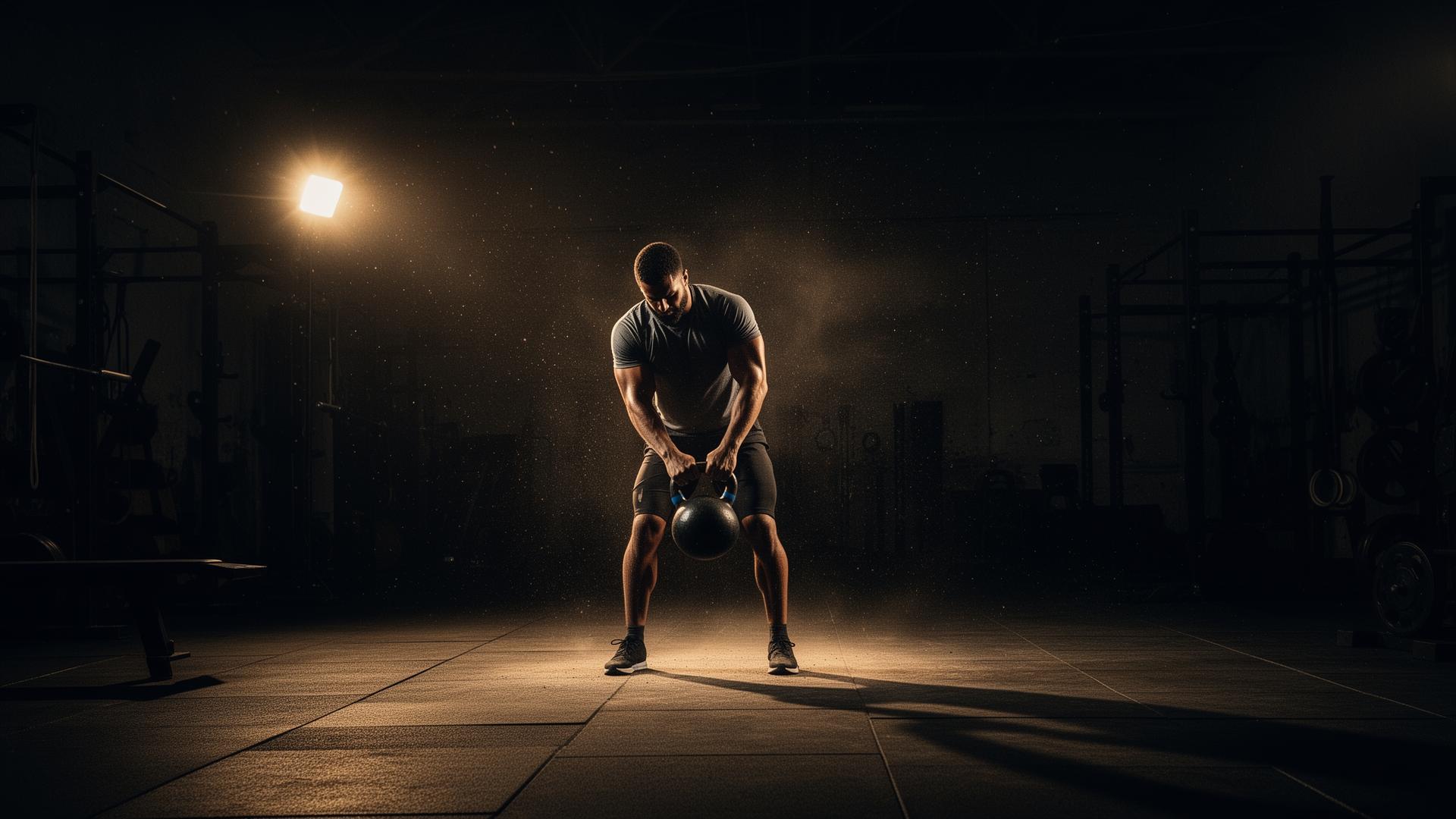 Athlete training with a kettlebell